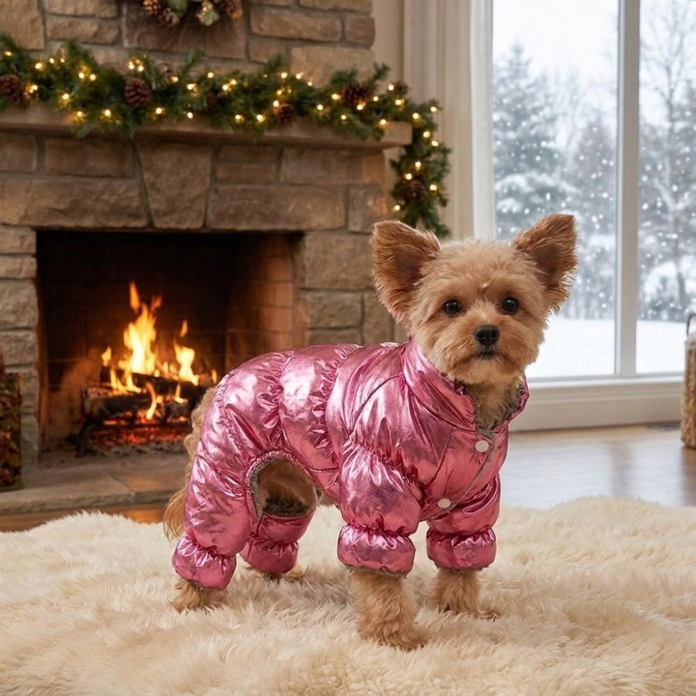 Thickened Warm Winter Dog Clothes Windproof Dog Fleece Jumpsuit Dog Cotton Clothing  Daily Wear