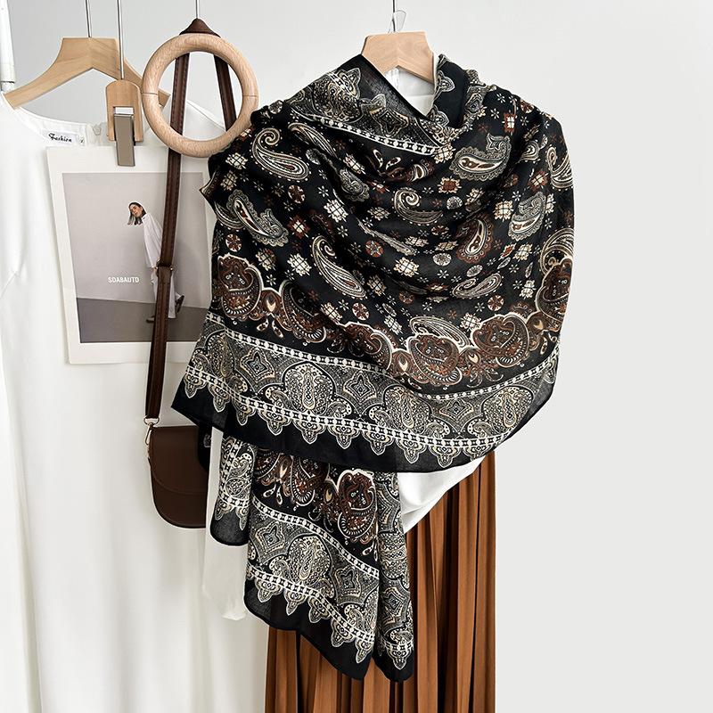 Vintage Cotton and Linen Elegant Temperament Scarf Mother's Day Surprise Gift Women's Design Sense Fashion Personality Outer Shawl