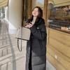 Длинная одежда с хлопковой набивкой, Зимняя корейская версия, Черная одежда с хлопковой набивкой, Теплая модная, Утепленное пальто.