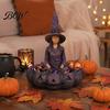 Unique Halloween Gift Meditating Witch Jewelry Tray, Vintage Gothic Resin Decorative Storage Trinket Dish Dish, Mysterious Zen Desktop Organizer