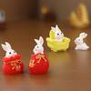 2Pcs Fashion Adorable Eco-friendly Resin Rabbit Zodiac Micro Landscape Ornament for Desktop