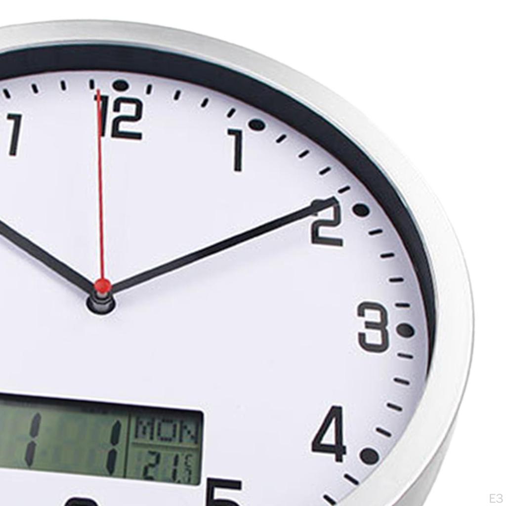 Классические настенные часы с датой и температурой, цифровые 10-дюймовые бесшумные часы для гостиной