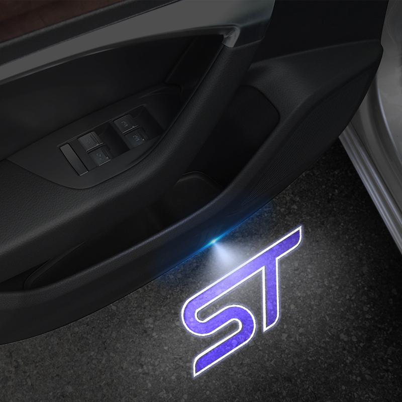 ST Logo Wireless Courtesy Car Door Projector LED Welcome Lights For Ford Puma OKM1 Mondeo Focus Fiesta Kuga Explorer Everest Decor
