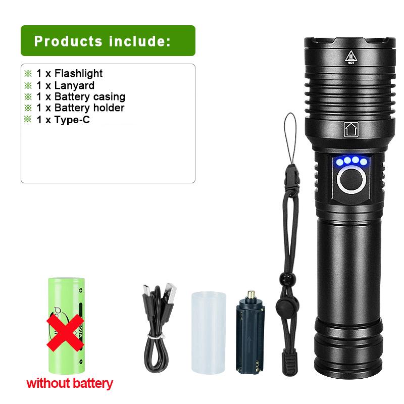 Ультра яркий светодиодный фонарик мощностью 100000 люмен, перезаряжаемый ручной фонарик, мощный светодиодный фонарик с зумом, портативный фонарь 26650