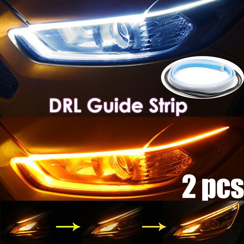 2 шт. сверхтонкие автомобильные DRL дневные ходовые огни гибкие мягкие трубки направляющие автомобильные светодиодные ленты авто водостойкие плавные указатели поворота