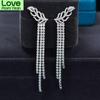 Luxury S925 Sterling Silver Drop Earrings For Women Sparkling Full Diamond Earring Girls Jewelry Ladies 19 *76mm Tassel Earring