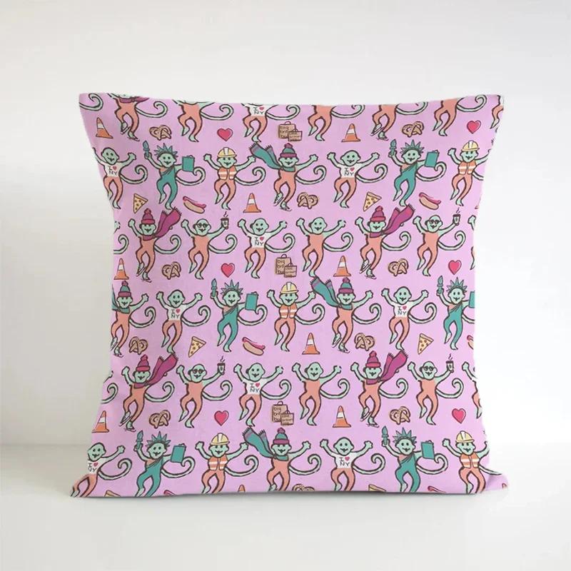 Подушки двусторонние Preppy Monkeys, короткий плюш, декоративные подушки для кровати, подарок, роскошные диванные подушки, квадратный чехол для подушки