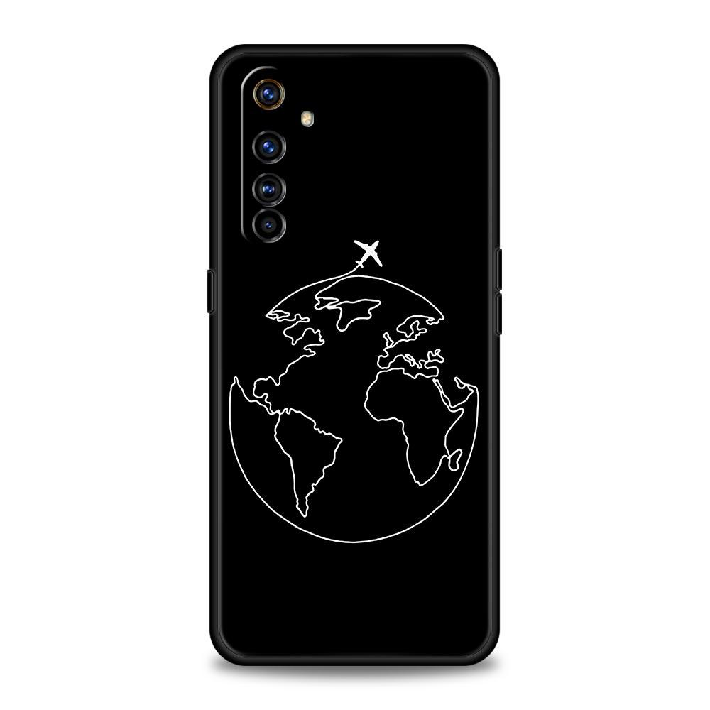 Чехол для телефона Realme 12 11 10 9 8 5G 7 6 GT5 GT3 GT2 Pro Plus C21 C11 C25 C35 GT Neo 2 3 3T 5, чехол с самолетами, карта мира, путешествия