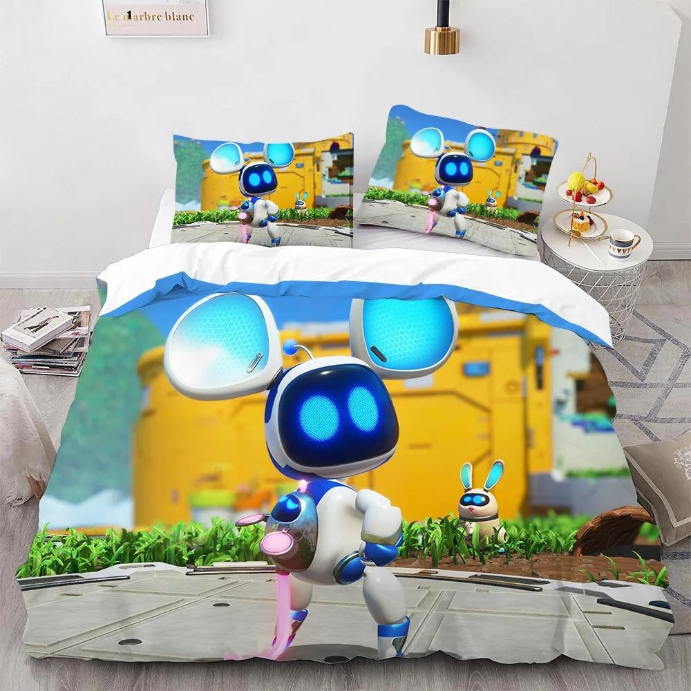 Astro Bot Cute Cartoon Bedding Set Duvet Cover Pillow Case Single Double King Size Adult Boys Bedroom