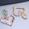 1 пара женских висячих сережек с большим полым сердцем, цветной декор из страз, преувеличенные серьги для вечеринок, клубов, свиданий, висячие серьги, украшения для ушей