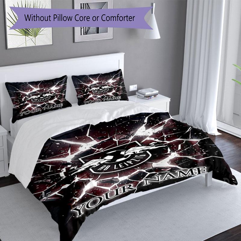 3PC Custom Name "Leipzig Soccer Crest" Bedding Set Printed Bedding Set Duvet Cover Closure Includes 1 Duvet Cover & 2 Pillowcases for All Seasons Bedr