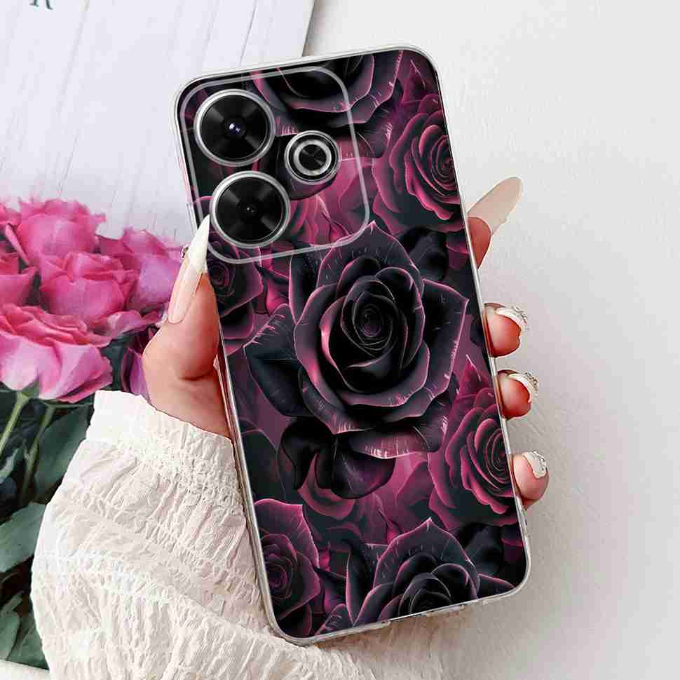 For Xiaomi Redmi 13 4G Case Fashion Girl Flower Silicone Soft TPU Shockproof Cover Coque For Redmi13 redemi13 Bumper Phone Case