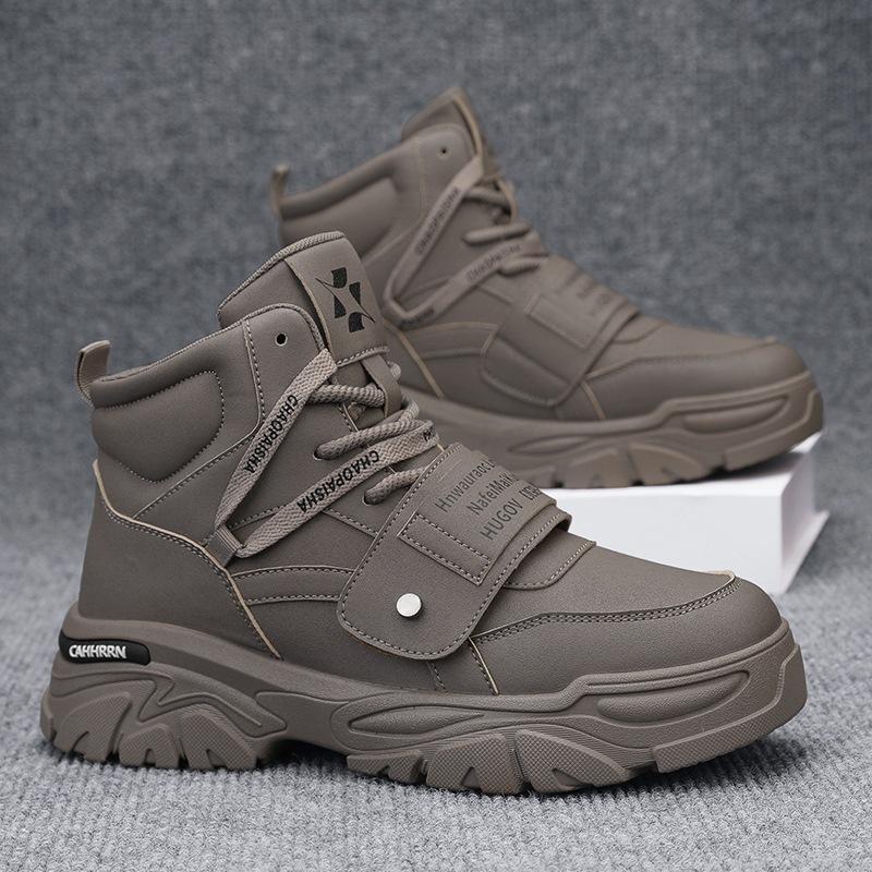 Autumn and Winter Men's Platform High-top Tide Shoes Outdoor Casual Hiking Shoes Sports Heightening Tooling Martin Boots