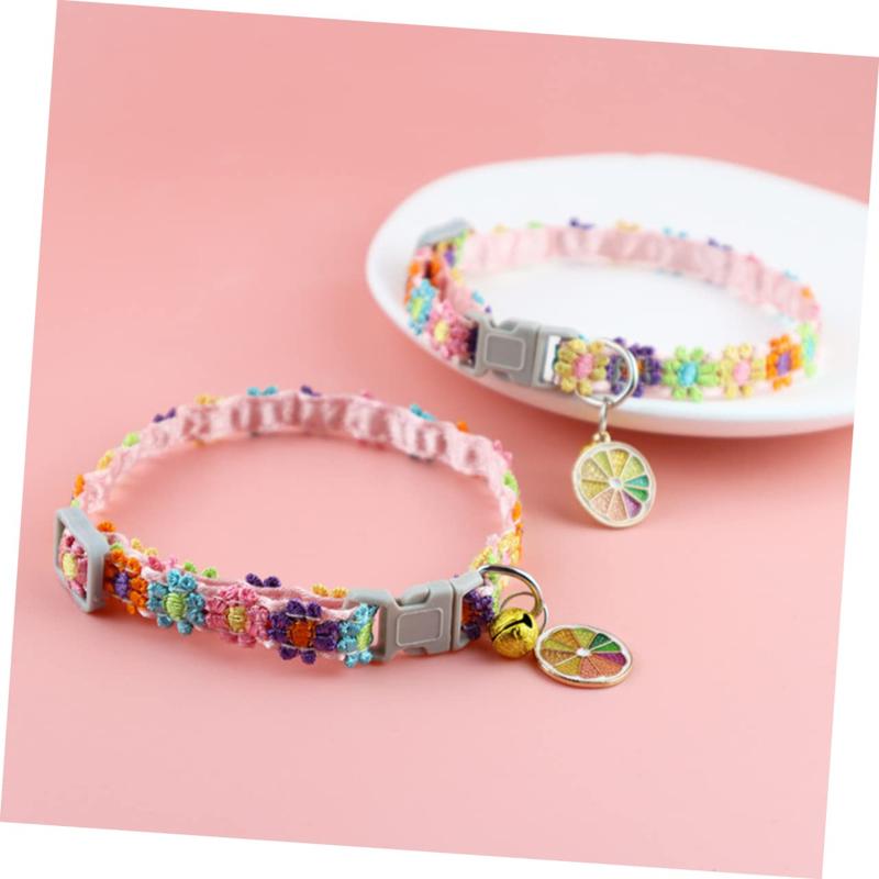 Cute Lovely Sweet Pet Collar Necklace Dog Cat Collar With Bell Pendant Adjustable Small Medium Dogs Puppy Safety Buckle Pet Supplies