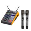 Professional 4-Channel BT Audio Mixer with 2 Wireless Microphones LED Digital Mixing Console