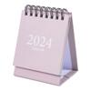Мини-календарь 2024 на двойной проволочной спирали, настольный ежедневник для планирования дома и в офисе, 105x75 мм, нежно-розовый