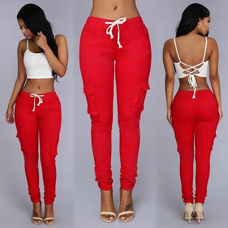 Women Casual Skinny Black Woman Pants Fashion Sexy Streetwear Pencil Pants High Waist Lace-up Slim Ladies Trousers 24293