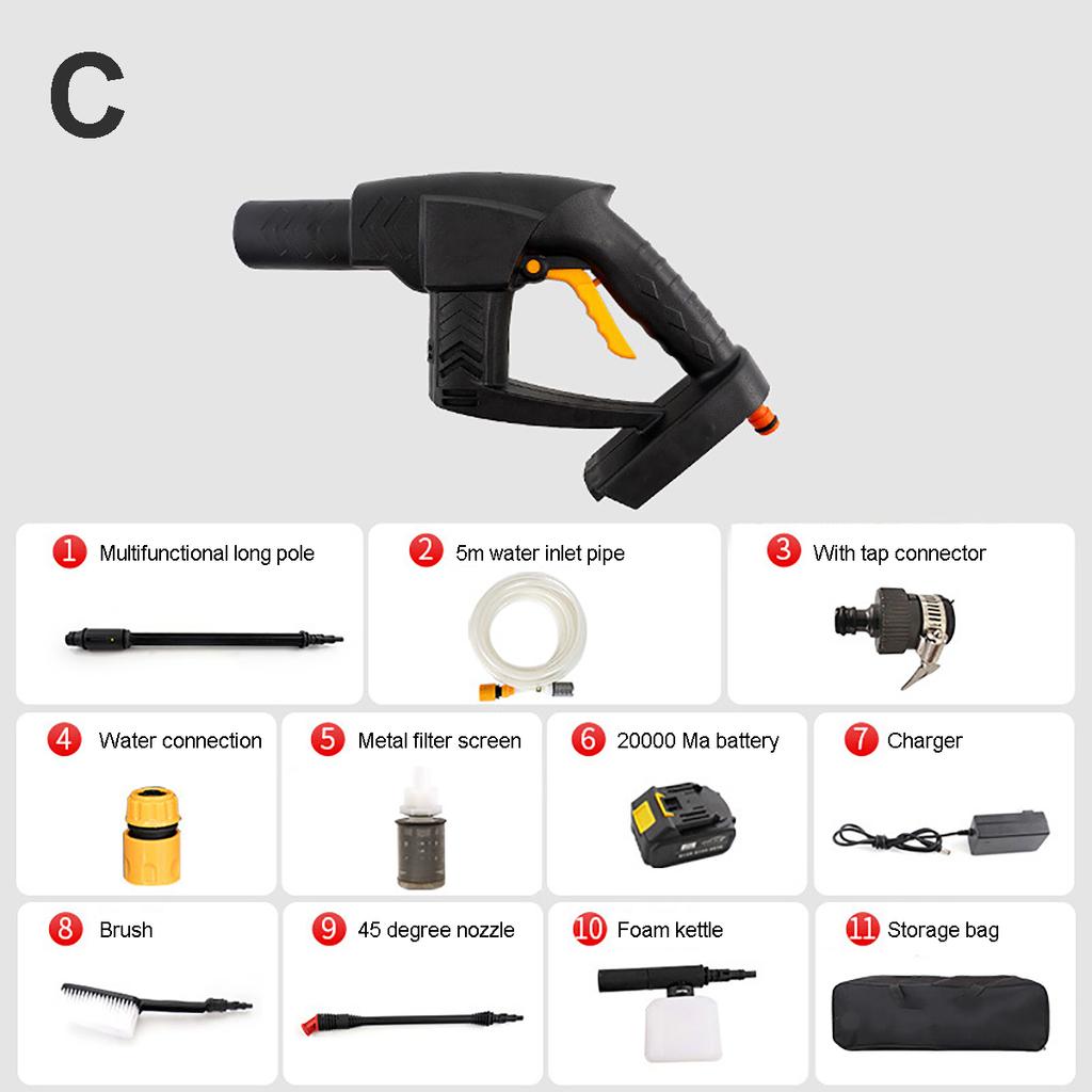 Беспроводная автомобильная стиральная машина, зарядка литиевой батареи, портативный водяной пистолет с водопроводной трубой, инструменты для автоматической мойки, детали для чистки автомобиля 21 В