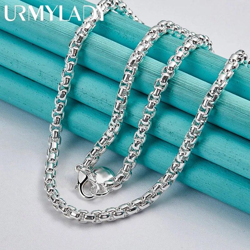 URMYLADY из стерлингового серебра 925 пробы, мужская цепочка из змеиной кости 4 мм, 18-24 дюймов, ожерелье для женщин, свадебная вечеринка, модные очаровательные ювелирные изделия