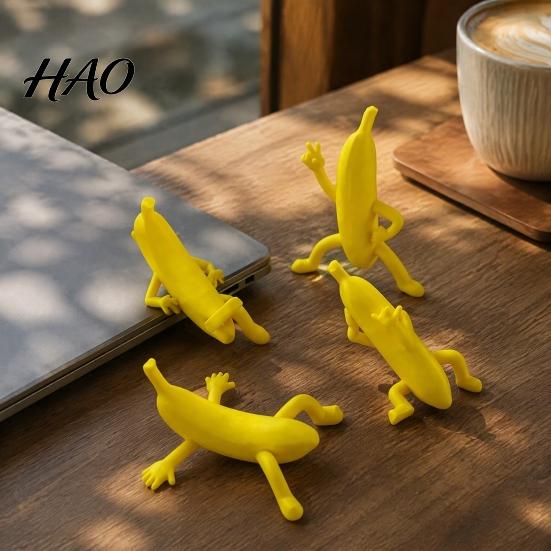 Articulated Banana Toy 4PCS Funny Man Figurine, 3D Printed Character Desktop Collectibles Ornaments, Novelty Cute Tabletop Decor Toys for Office Home