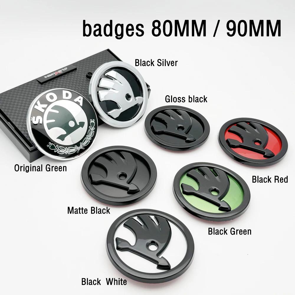 BAUC3 2026 Hot For SKODA 1pcs 80mm 90mm ABS Car Emblem Badge Hood Front Rear Trunk Logo For Skoda Fabia 1 2 Octavia a7 RS Superb Rapid