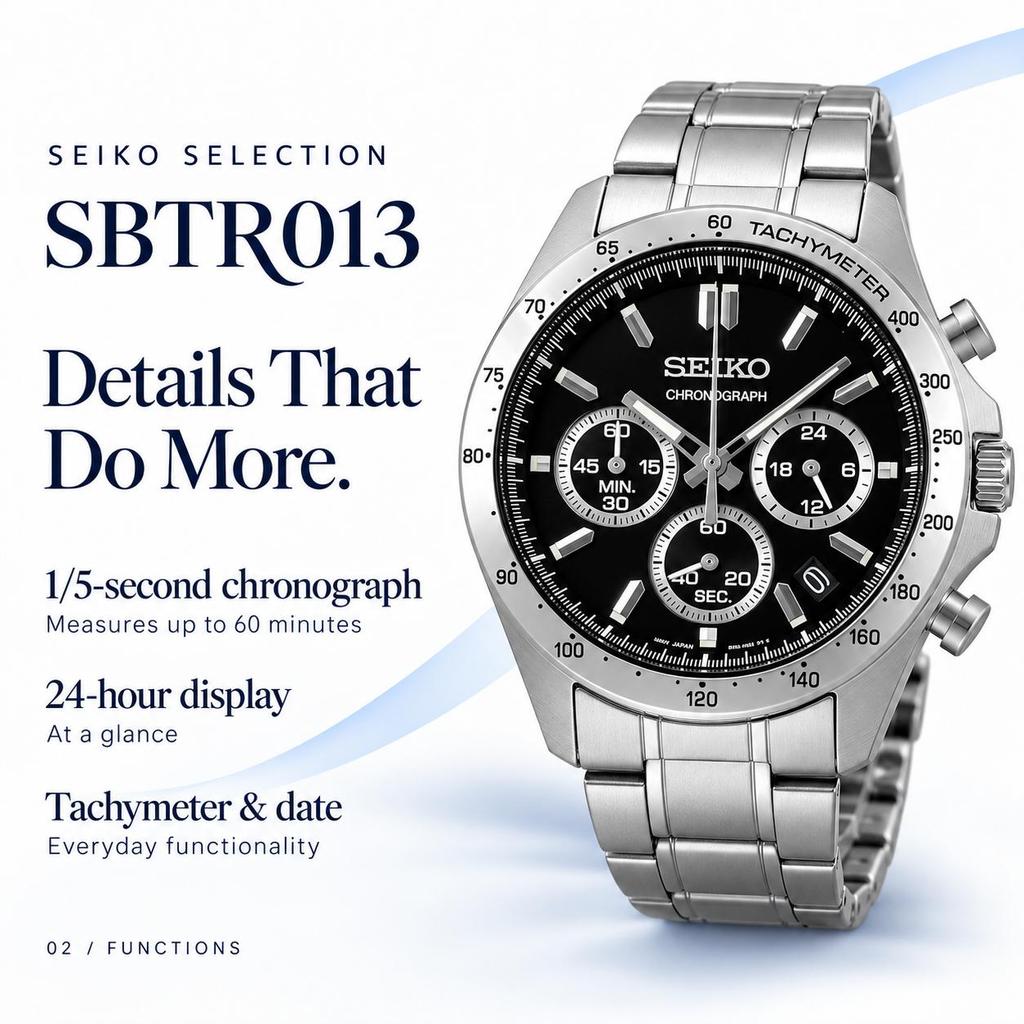 Часы Seiko наручные мужские SBTR013 Spirit SBTR 8T хронограф хронограф выбор для делового костюма черный бренд стильный водонепроницаемый подарок практичный мужские