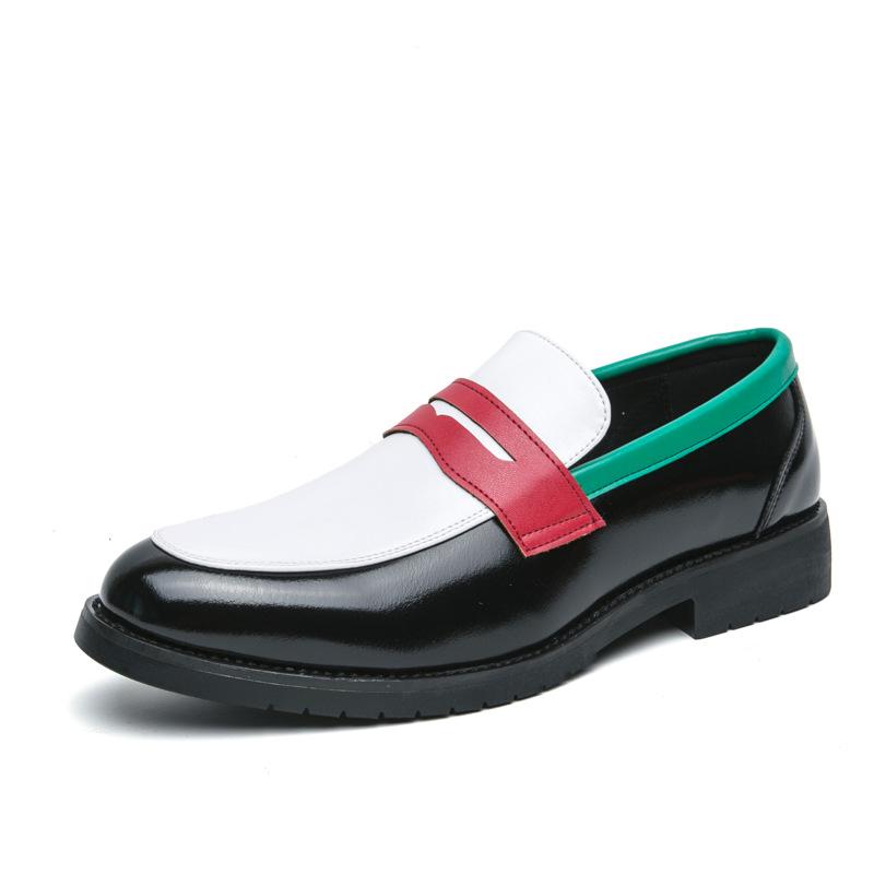 Color matching leather shoes men's spring and autumn men's one-pedal loafers British business