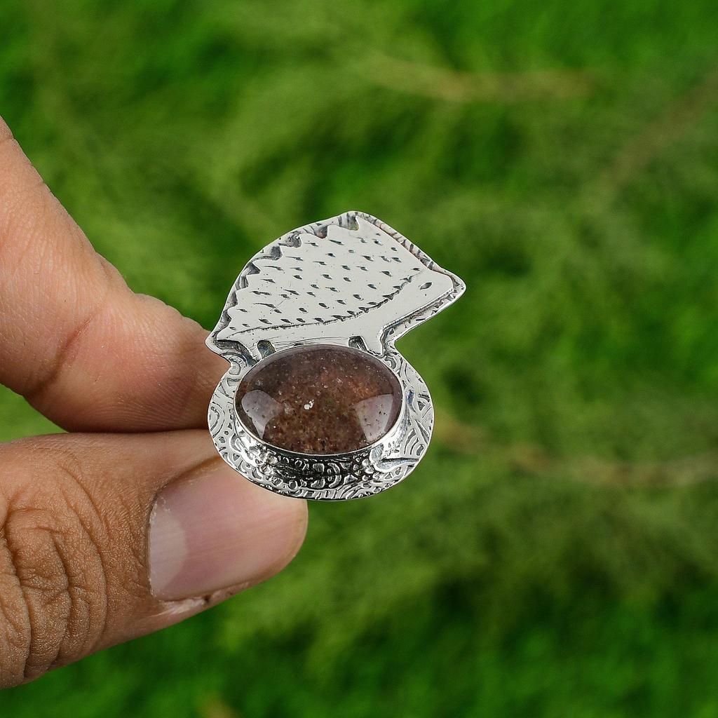 Sunstone Stone Birthday Promise Trendy Bezel Ring Jewelry 925 Sterling Silver