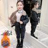 Girls Plus Velvet Denim Suit Autumn and Winter Fashion Little Girls Winter Clothes Children's Thick Denim Two-piece Suit
