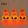 Horror Pumpkin Light Halloween Stacking Light, LED Light-up Decoration for Portable Party, Glowing Hanging Ornament with Metal Ring Three Layered