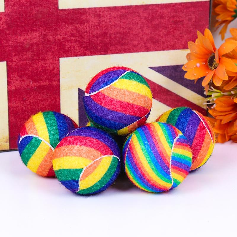 Rainbow Tennis Balls Dog Toys Bite Resistant Elastic Rubber Pet Tennis Balls