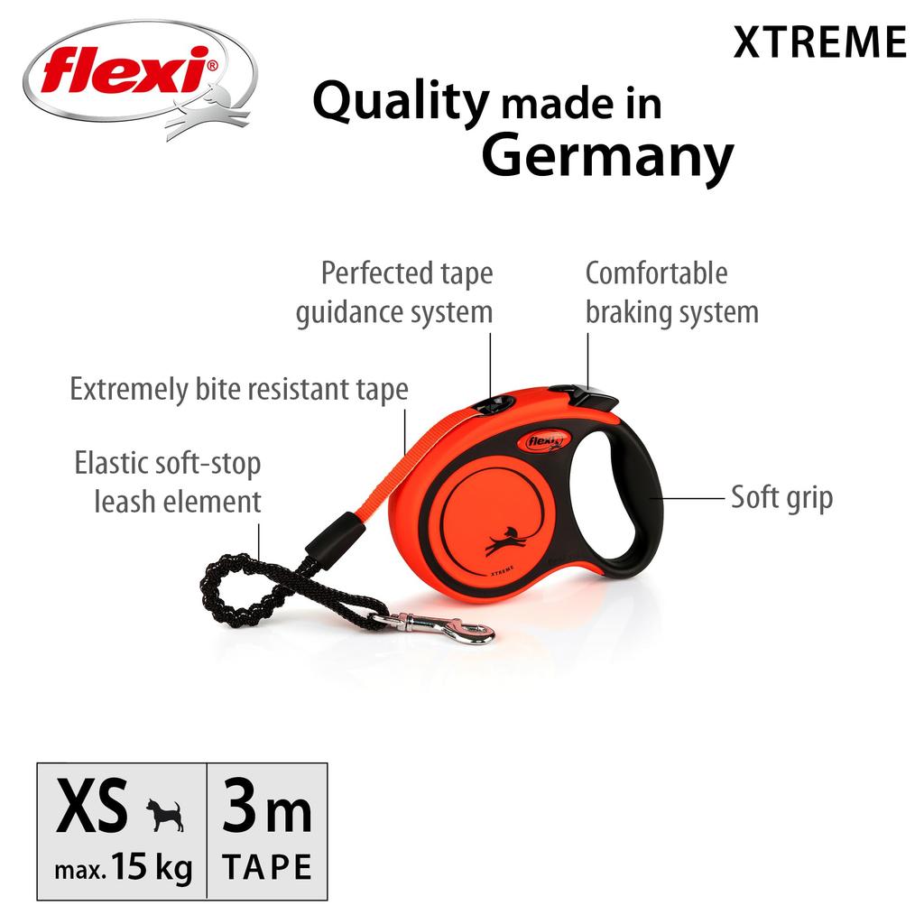 Flexi Extreme Tape Retractable Leash Size 3m dogs under [Dog Leash] (XS (for 15kg))