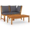 Day and Night - Day and Night Garden Furniture 3 Pieces Acacia Wood and Dark Gray Cushions