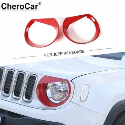 2x Красное декоративное кольцо-окантовка накладки на фару для Jeep Renegade 16-18