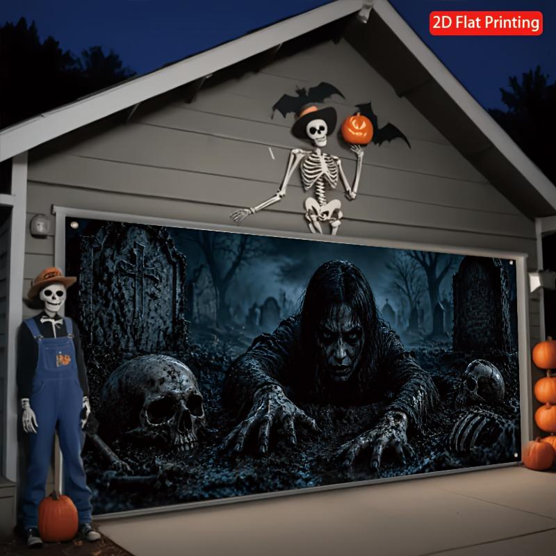 2D Halloween Happy Garage Door Banner perfect for parties and home decoration.zyc