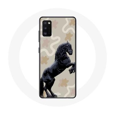 Чехол - Samsung - Galaxy A41 - Мягкий - Черный - Порода лошади