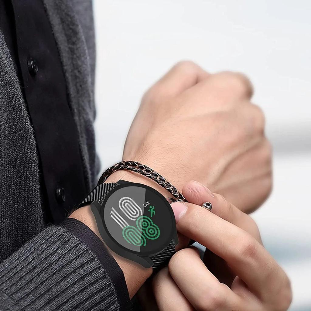 Стекло + чехол для Samsung Galaxy watch 5, 4, 40 мм, 44 мм, аксессуары для ПК, универсальный защитный бампер, защита от падения, watch5, watch4, Защитная пленка для экрана