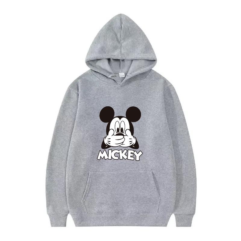 Disney Mickey Mouse Pattern Woman Fleece Casual Loose Black Autumn Tops Clothes Pullovers Ladies Cheap Hoodies Men Sweatshirts