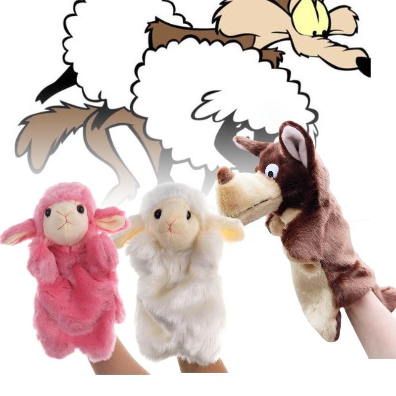 Charming Cartoon White Sheep And Big Bad Wolf Play Puppet Hat For Toddler Imagination