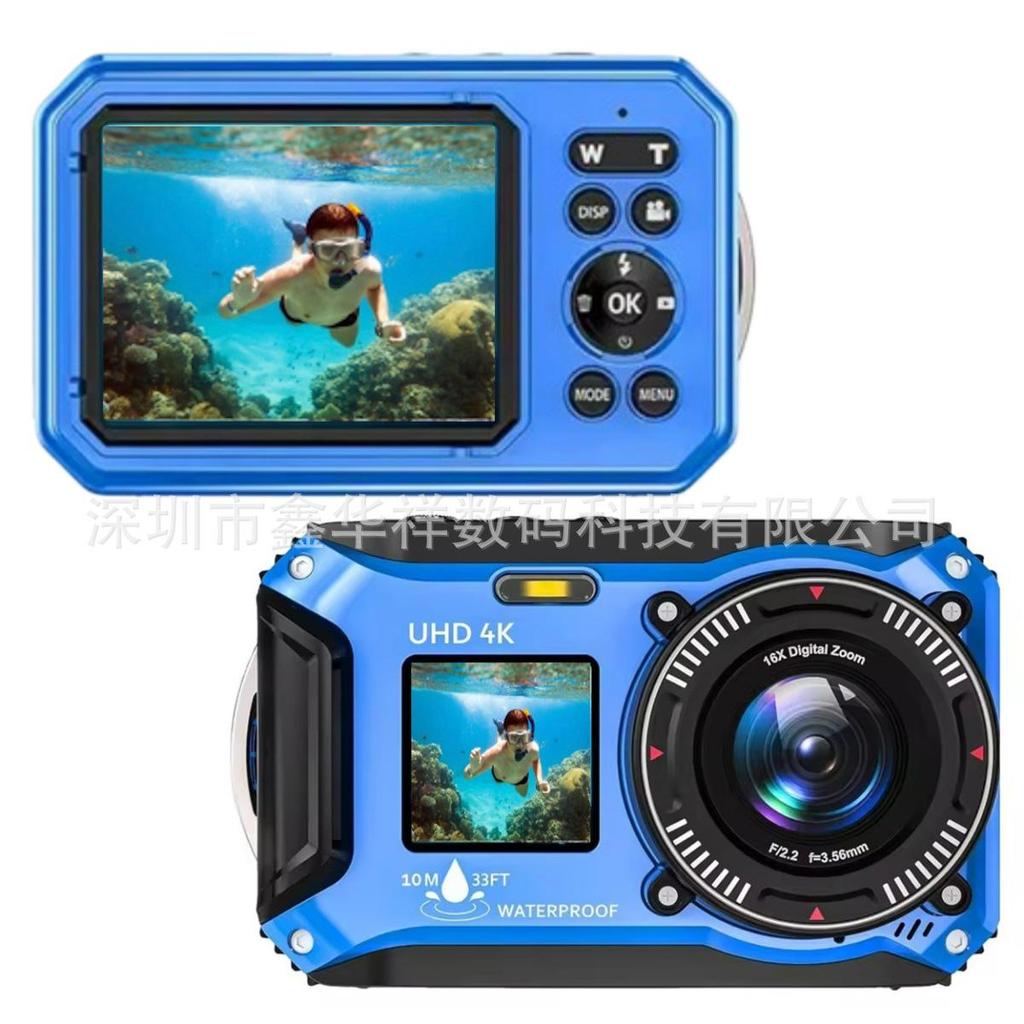 4K Dual Screen Waterproof 64MP Autofocus Underwater Digital Camera - English Version