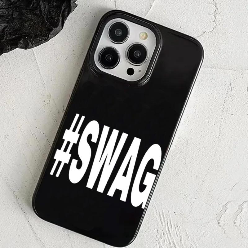 Модный английский чехол для телефона с узором S-SWAG для iPhone 17 Pro 16 15 14 13 12 11 Pro Max 16e 17Air 15 14 Plus, противоударный, мягкий чехол