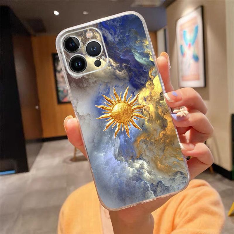 Чехол для телефона Облачная Луна Звездная Ночь Carcasa Funda Для iPhone 17 Pro Max Air 16 15 14 13 Pro Max 15 16 Pro 15Plus Чехол