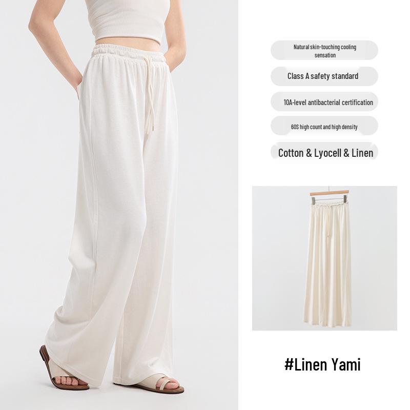 Yulu Women's Linen Straight-Leg Summer Pants - Loose, Breathable, Slimming, Versatile, and Casual Long Pants