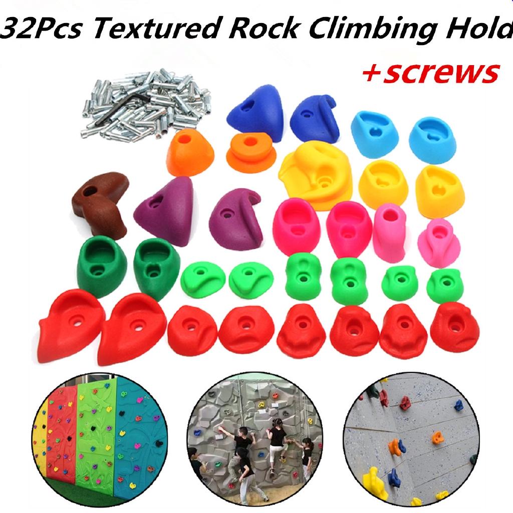 32 шт. Детская стена для лазания Пластиковые камни Захваты для рук и ног Стартовый держатель для камней+Винты
