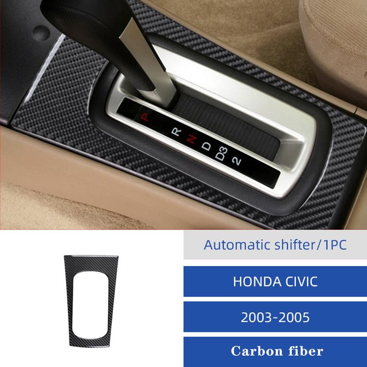 For Honda Civic 2003-2005 Car Gear Shift Panel Cover Real Carbon Fiber Interior Trim Auto Accessories ABS Coating Sticker