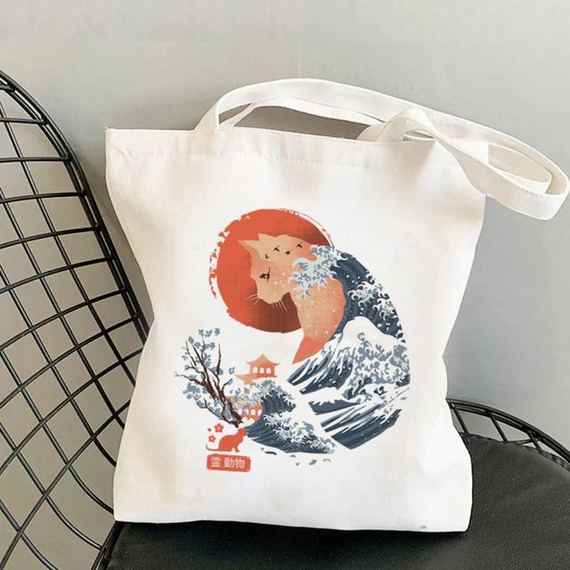 Сумка-шоппер The Great Retro Wave с розовым принтом Kawaii Bag Harajuku, женская сумка для покупок, холщовая сумка-шоппер для девочек, женская сумка на плечо