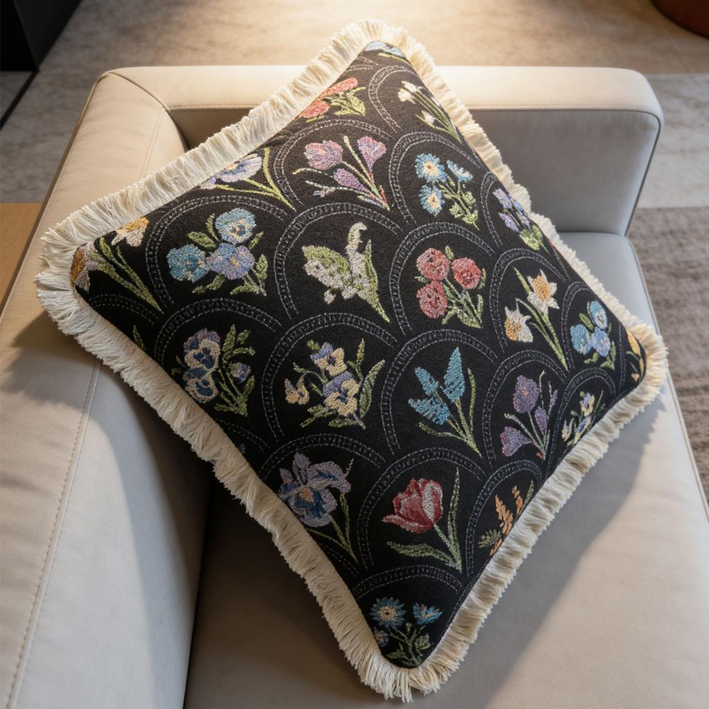 Washable Square Modern Farmhouse Couch Sofa Living Room Outdoor Cushion Decorative Tassel Couch Throw Pillow Covers