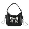 [ideamall] Mini Ribbon Shoulder Bag for Elementary School Students, Handbag, Pochette, Black