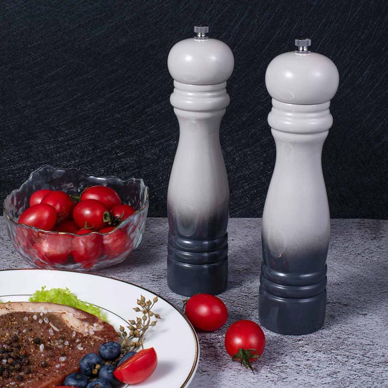 2 шт. 8,6-дюймовая мельница для соли и перца, мельница для специй из цельного дерева с прочной регулируемой керамической мельницей, кухонные принадлежности для приготовления пищи
