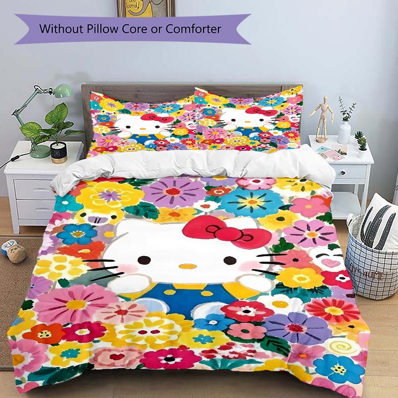 3pcs Hello Kitty Duvet Cover Set,  Includes 1 Duvet Cover and 1/2 Pillowcases (No Insert) yy251104242